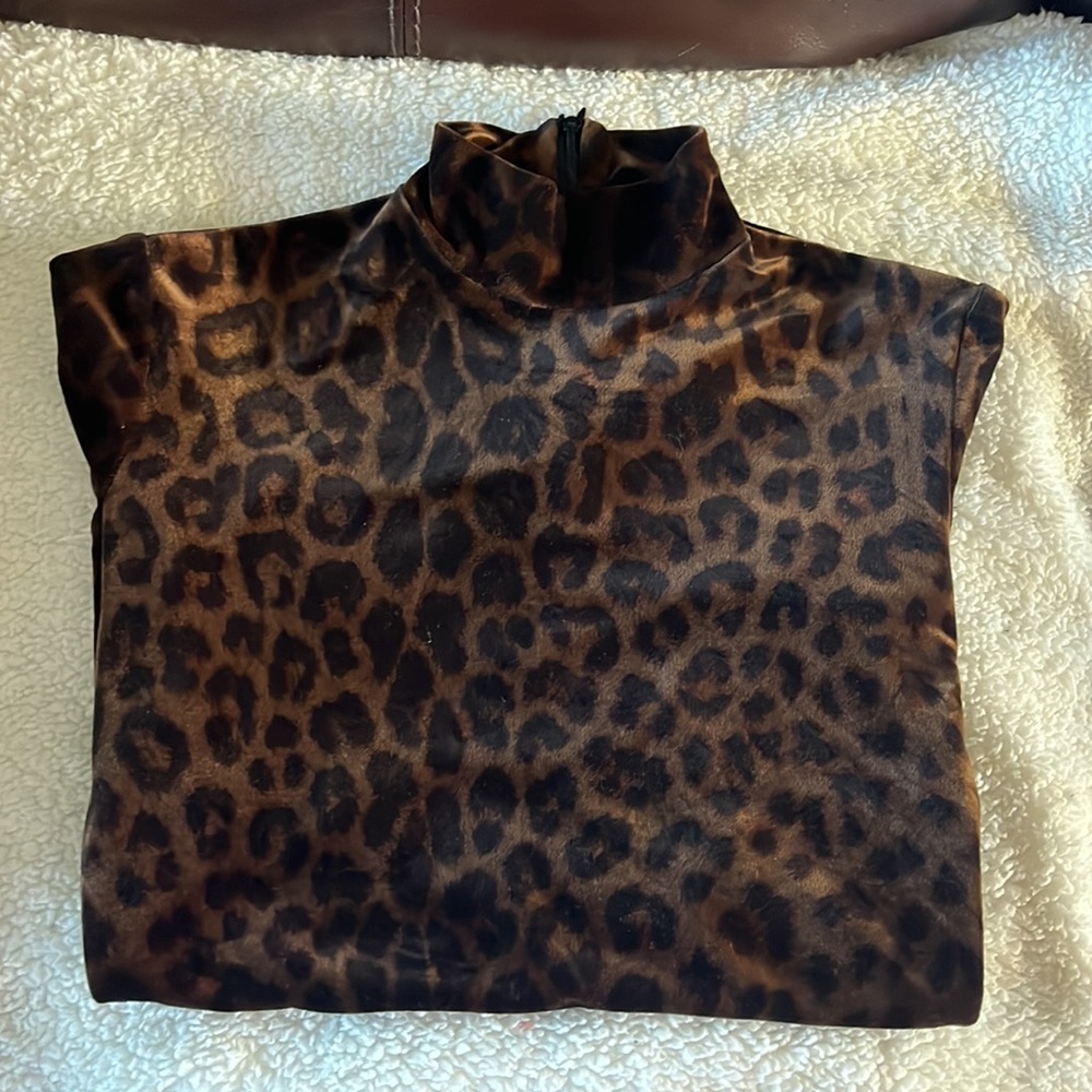 Cache Vintage Leopard Print Velvet And Lace Bodys… - image 4